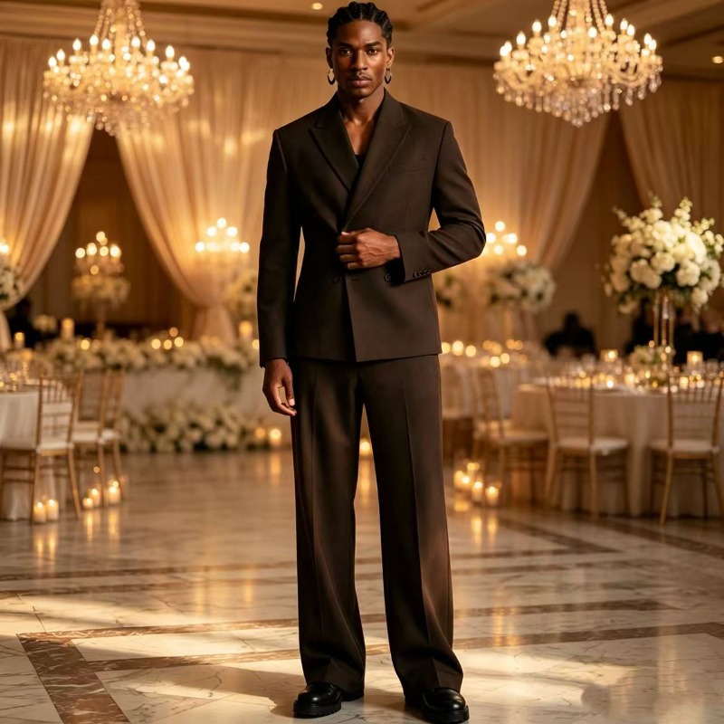 Men'S Relaxed Formal Wear - Rahat Kesim Çift Düğmeli Erkek Düğün