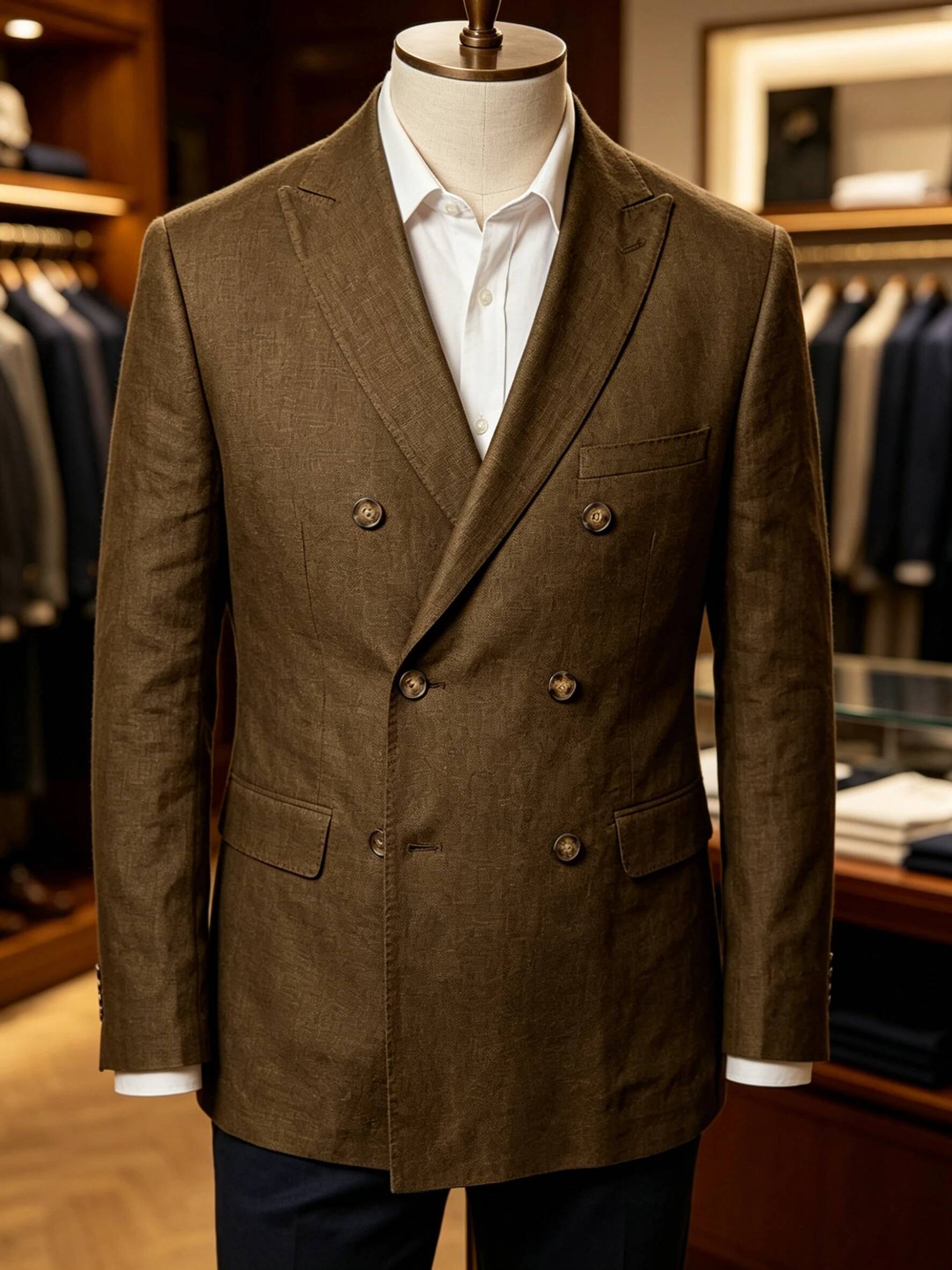 Men Linen Formal Wear - Erkek Spor Ceket Yazlık Kruvaze Keten