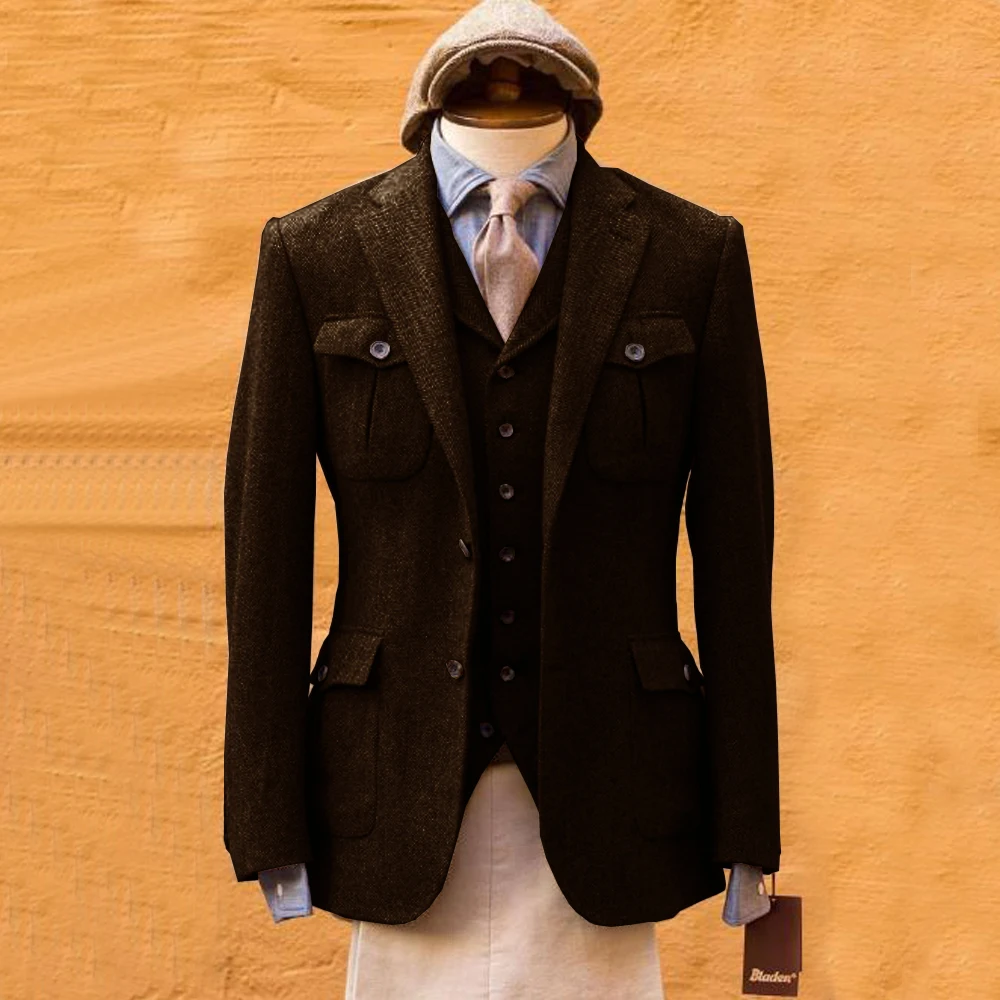 Mens Formal Look - Erkek Takımı Balık Sırtı Desenli Resmi