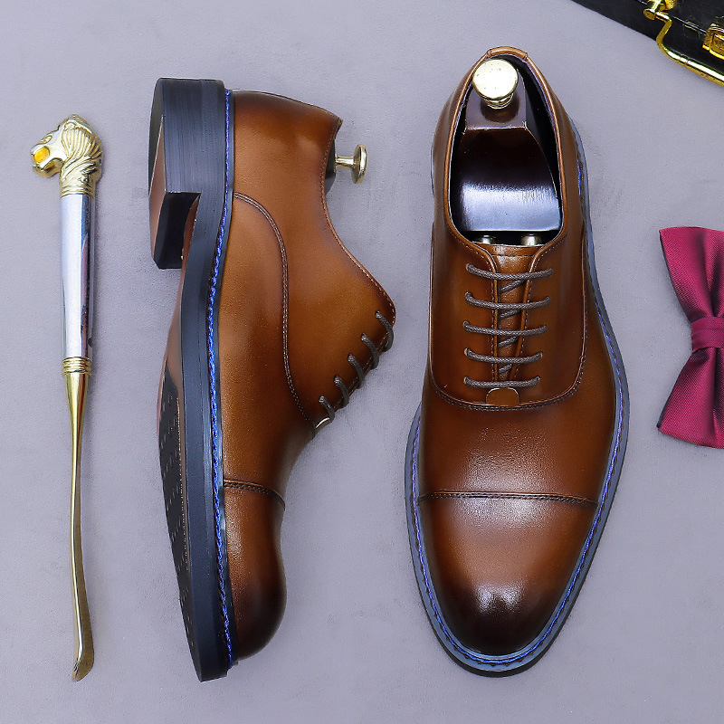 Formal Men Daily Wear Footwear - Konyak Rengi Kapalı Burunlu Oxford Ayakkabılar