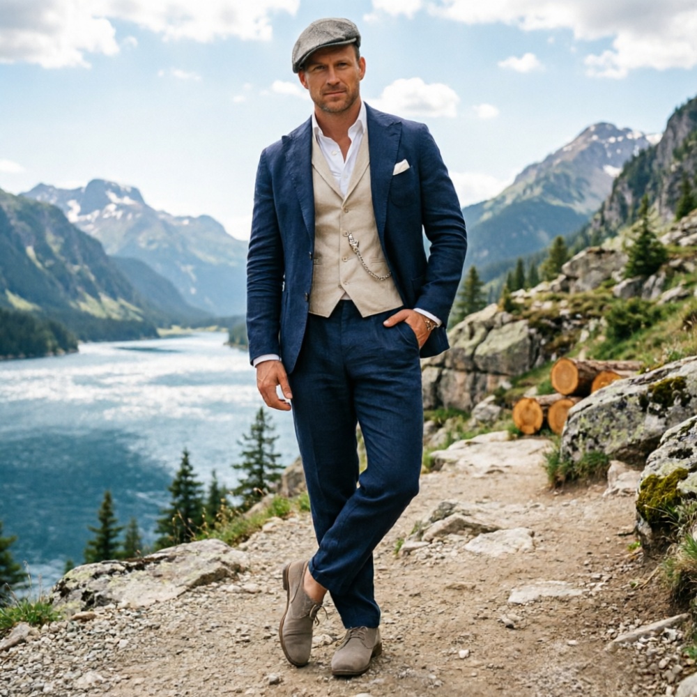 Adaçayı Yeşili Keten Erkek 3 P - Men Linen Formal Wear incelemesi ve fiyatı