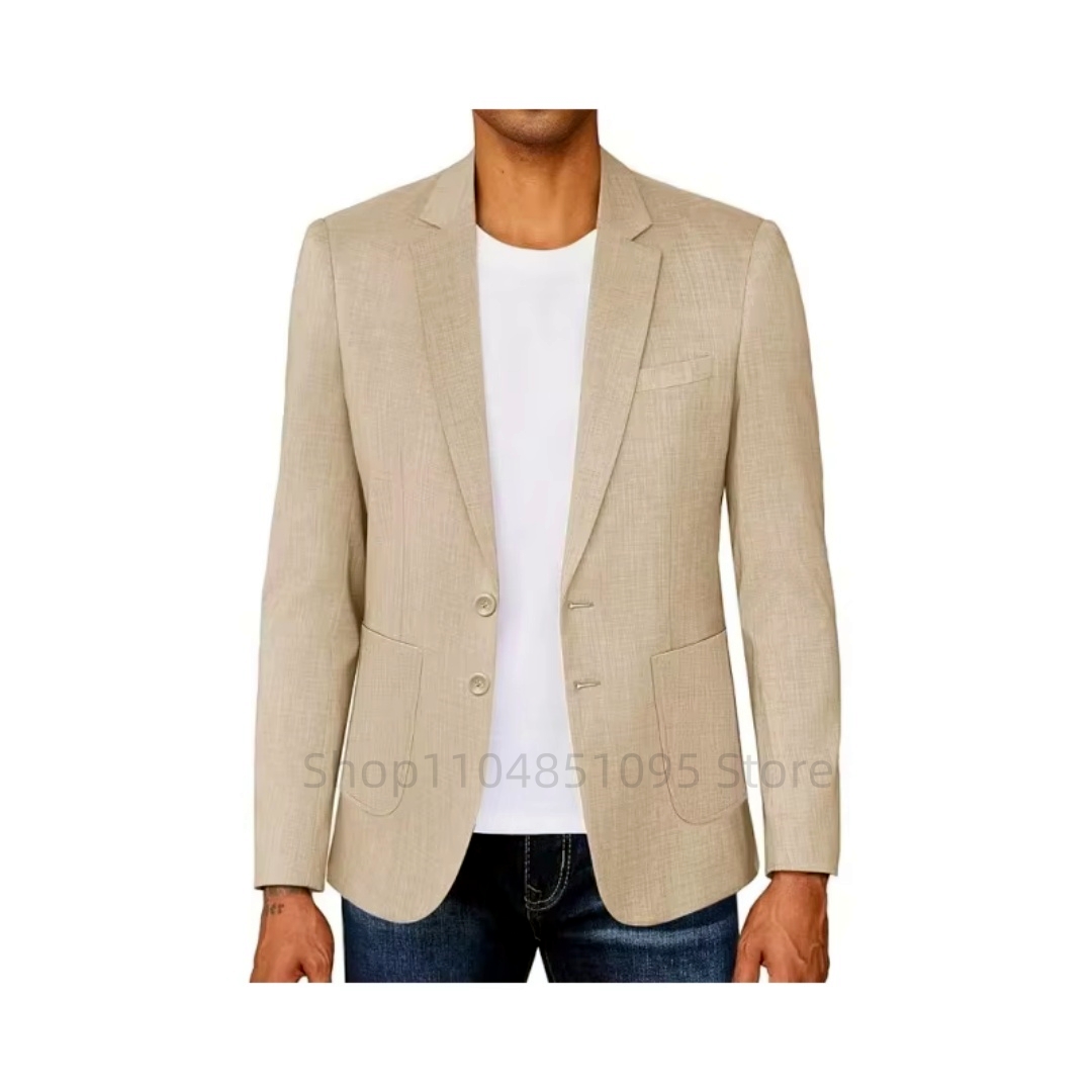 Slim Fit erkek Bej/Mavi Keten  - Men Linen Formal Wear incelemesi ve fiyatı